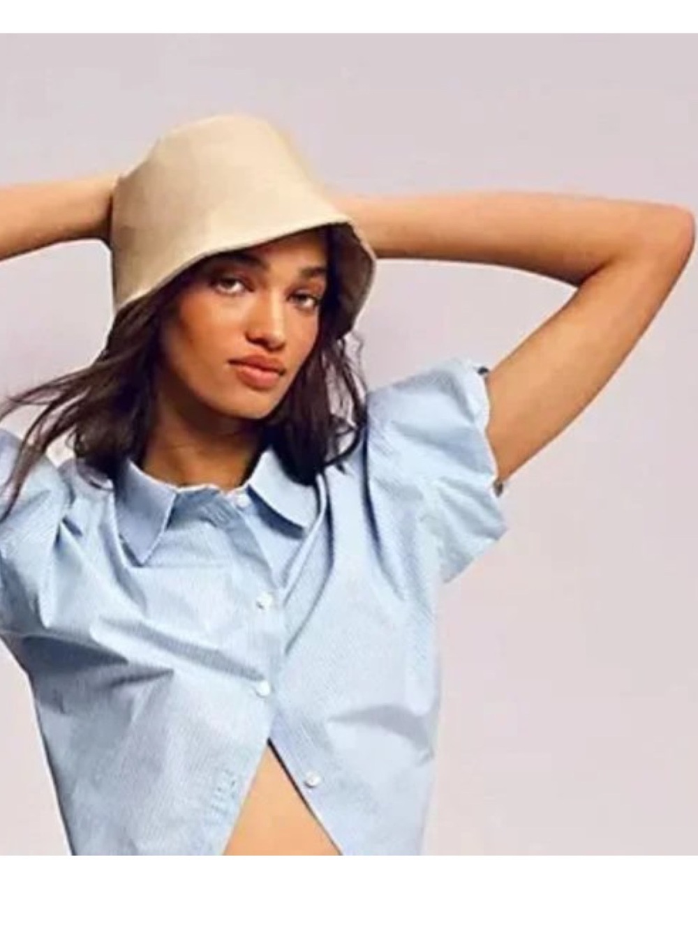NWT Anthropologie Faux Leather Bucket Hat In Ivory Adjustable